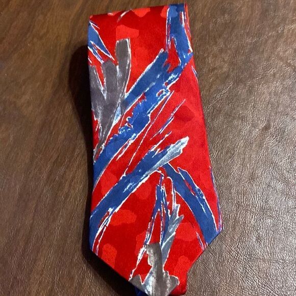 Andre Valetino Other - Andre Valetino Red Graphic Tie